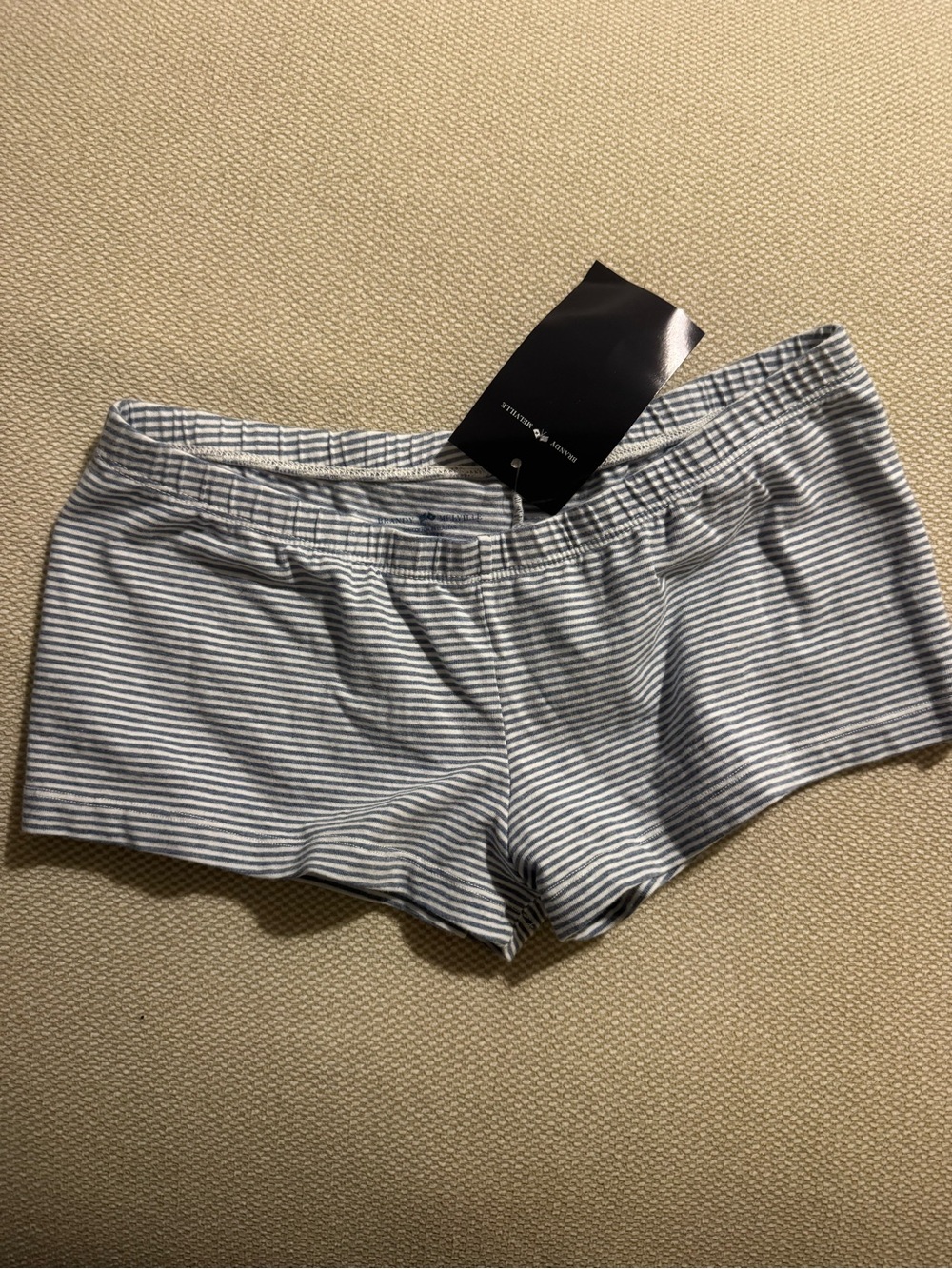 Brandy Melville Striped Cotton Sleep Shorts - Blue/White